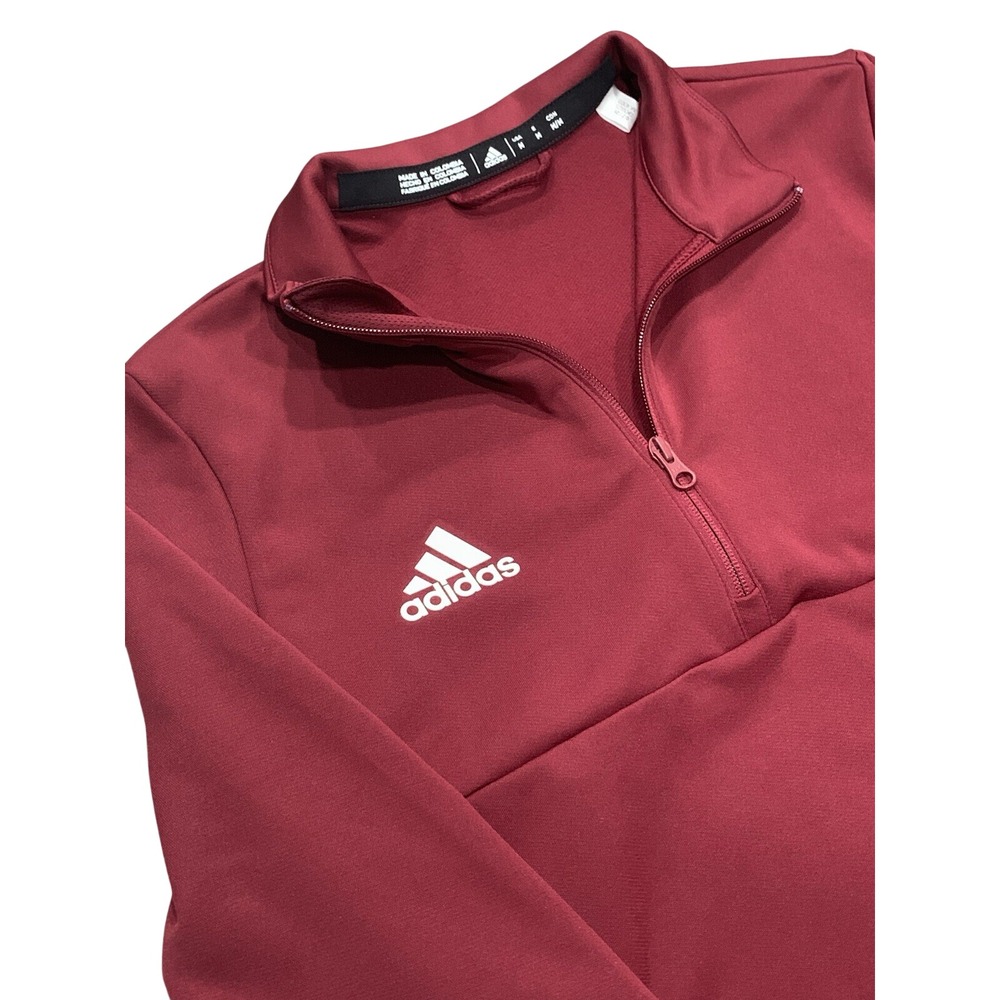 Adidas Womens Quarter Zip Pullover Maroon Burgundy Long Sleeve Active Top Size M